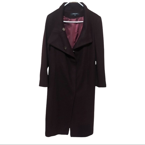 - Kenneth Cole  Asymmetrical Maxi Wrap Coat Rum Raisin Size 10 - Picture 1 of 8